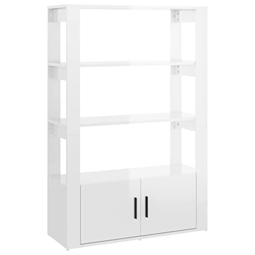 WIOXZS Sideboard Kommode Buffetschrank Küchenschrank 80x30x119,5 cm für Esszimmer, Wohnzimmer, Küche Hochglanz-Weiß von WIOXZS