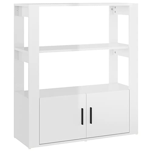 WIOXZS Sideboard Kommode Buffetschrank Küchenschrank 80x30x90 cm für Esszimmer, Wohnzimmer, Küche Hochglanz-Weiß von WIOXZS