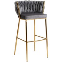 Barhocker FLORES grau Velourstoff B/H/T: ca. 60x104,5x56 cm von WIPMEB