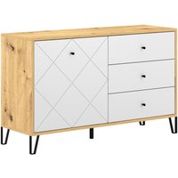 Kommode BILBAO Eiche Artisan Nachbildung weiß matt B/H/T: ca. 123,4x75,2x40 cm Kommode BILBAO Eiche Artisan Nachbildung weiß matt B/H/T: ca. 123,4x75,2x40 cm von WIPMEB