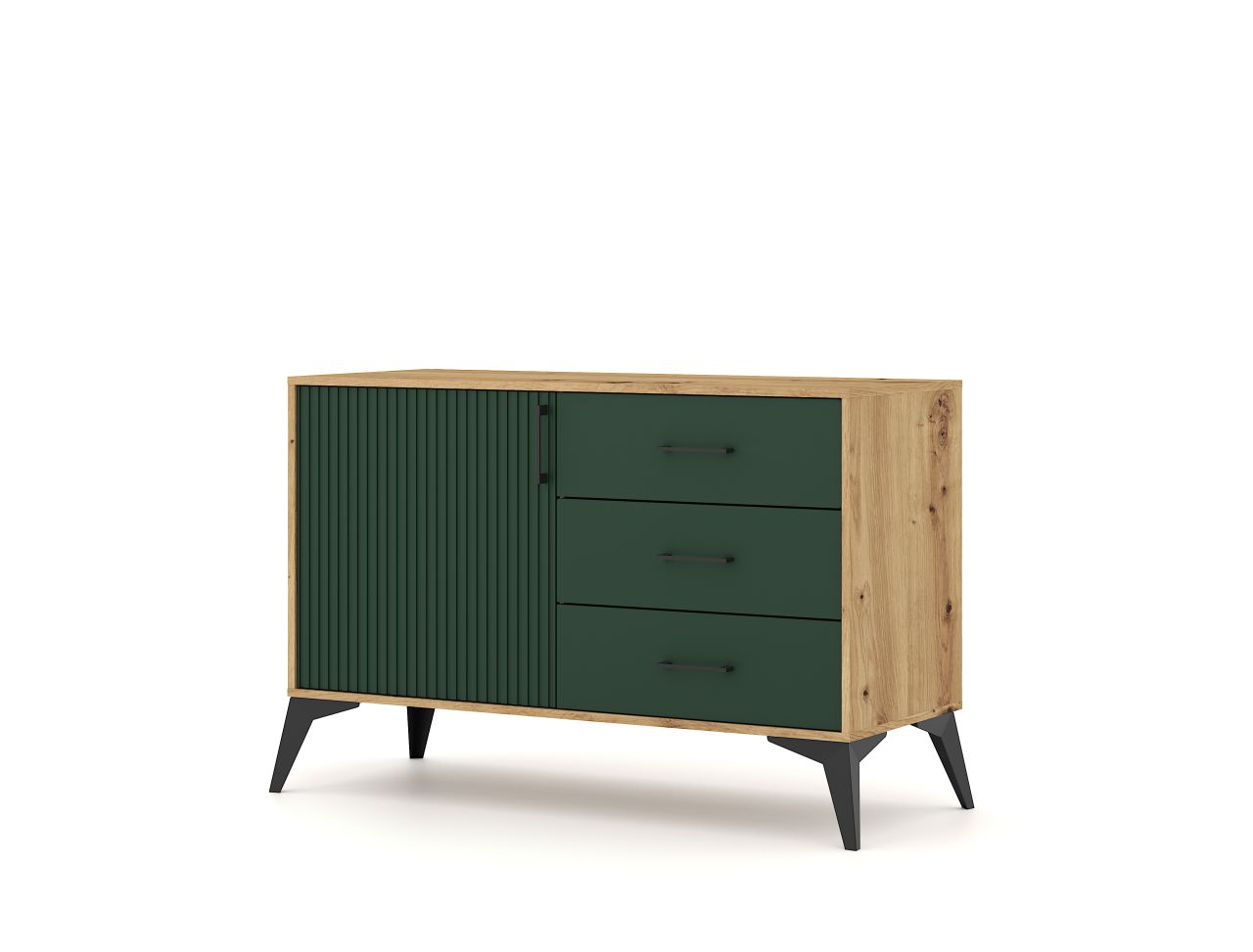 Sideboard Kommode 1T/3S Highboard Anrichte Wohnmöbel Schrank Artisan-Eiche-Grün von WIPMEB