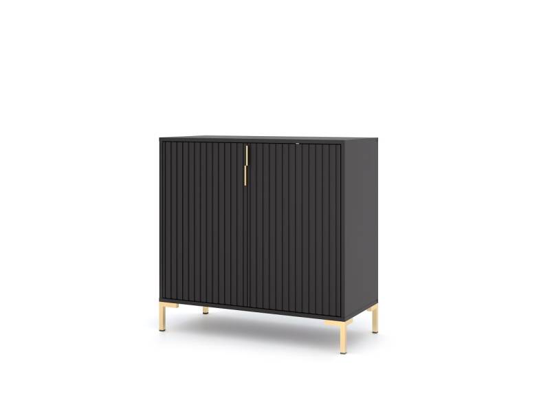 Sideboard Kommode 2T Highboard Anrichte Wohnmöbel Schrank - Schwarz Matt von WIPMEB