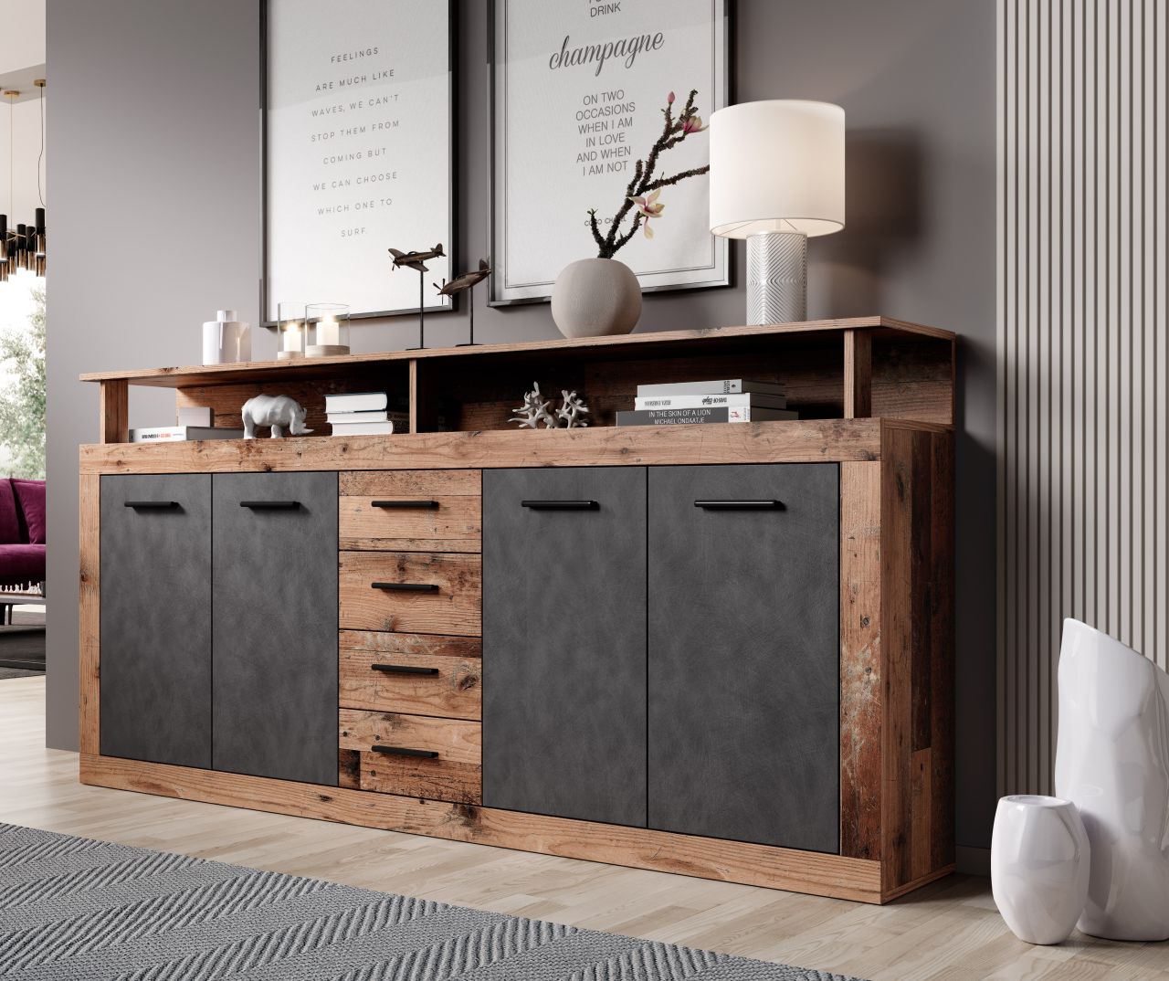 Sideboard Kommode 4T/4S Highboard Anrichte Wohnmöbel Schrank - Old Style/Matera Sideboard Kommode 4T/4S Highboard Anrichte Wohnmöbel Schrank - Old Style/Matera von WIPMEB