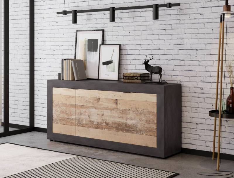 Sideboard Kommode 4T Highboard Anrichte Wohnmöbel Schrank - Matera/Old Style von WIPMEB