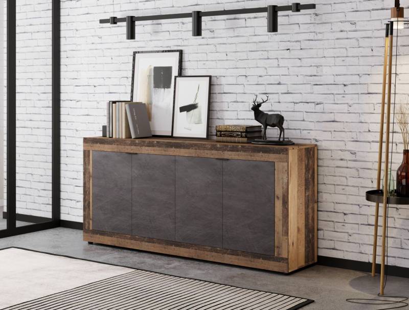 Sideboard Kommode 4T Highboard Anrichte Wohnmöbel Schrank - Old Style/Matera von WIPMEB