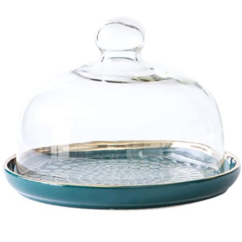 Keramik-Kuchenständer mit Cloche-Kuppelabdeckung, klares Glas, Dessert-Kuchenteller, Obst-Vorspeisen-Serviertablett, Snack-Platte for die Präsentation von Salat und Käse in der Küche Keramik-Kuchenständer mit Cloche-Kuppelabdeckung, klares Glas, Dessert-Kuchenteller, Obst-Vorspeisen-Serviertablett, Snack-Platte for die Präsentation von Salat und Käse in der Küche von WIPPWER