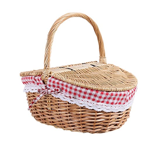 Picknickkorb aus Korbgeflecht im Landhausstil mit Deckel, Griff und Einlagen for Picknicks, Partys und Grillabende von WIPPWER
