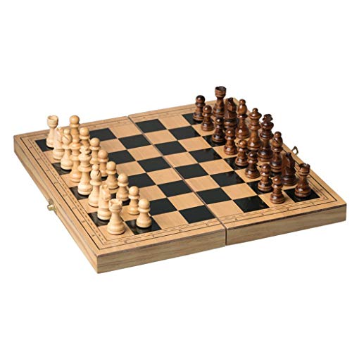 WIPPWER Wooden Set with Folding Board, Portable Folding Board, Men Storage Slots Game Rules for Beginner for Beginner, Kids and Adults Chess von WIPPWER
