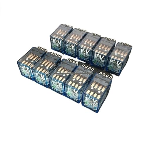 WIQOLESVL Relais 10 Stück MY4NJ DC 12 V 24 V 110 V 220 V AC Spulenleistungsrelais Allzweck-Minirelais 14 Pins 4NO 4NC LED-Anzeige 5A HH54P MY4N-J(DC 12V) von WIQOLESVL