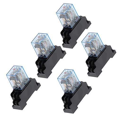 WIQOLESVL Relais 5 Sätze LY2NJ 12 VDC 24 VDC 110 VAC 220 VAC Spulenleistungsrelais Mini-Relais 8 Pins DPDT 10 A LY2N-J HH62P JQX-13F mit PTF08A-Sockelsockel(DC 36V) von WIQOLESVL