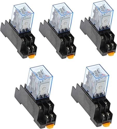 WIQOLESVL Relais 5 Sätze MY2P HH52P MY2NJ Relaisspule Allgemein DPDT Micro Mini Elektromagnetischer Relaisschalter 110 V 220 V 12 V 24 V Leistungsrelaisschalter LED(DC 36V) von WIQOLESVL