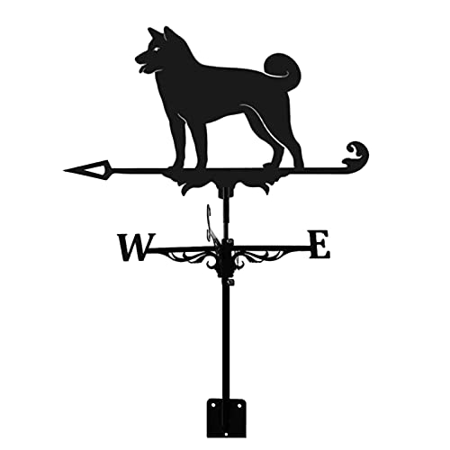 WIQUYBML Akita Hundewetterfahne Metall-Wetterfahne mit auf dem Dach montiertem Windrichtungsanzeiger Dachgarten Windrichtungsanzeiger Dekorationen für Outdoor Farm Yard Garden Gazebo Messwe von WIQUYBML