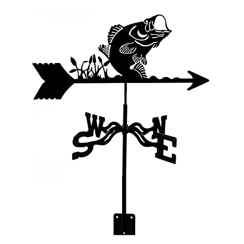 WIQUYBML Metallwetterfahne Gartenwetterfahne Edelstahl Windrichtungsanzeiger Windanzeiger mit Skulpturen Wetterhahn Messwerkzeug für Gartendeko Dach (Vogel) (Fisch) von WIQUYBML