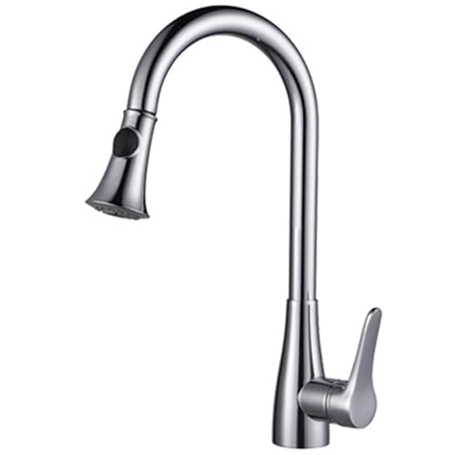 WIQUYBML Moderner verchromter Pull-Down-Küchenhahn mit 360° drehbarem Hochbogendesign für heißes und kaltes Wasser (Cromo) von WIQUYBML