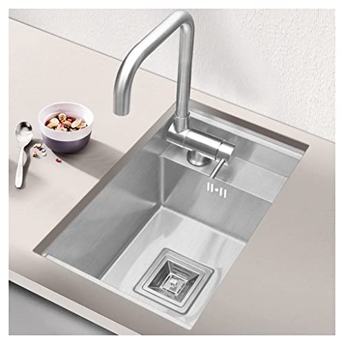 WIQUYBML Silver Compact Home/Commercial Sinks Hidden 304 Edelstahl Single Groove Multifunktional Kitchen Sink Drop In or Undermount with Folding Tap and Drain Assembly (Color : Silver, Size : 3 von WIQUYBML
