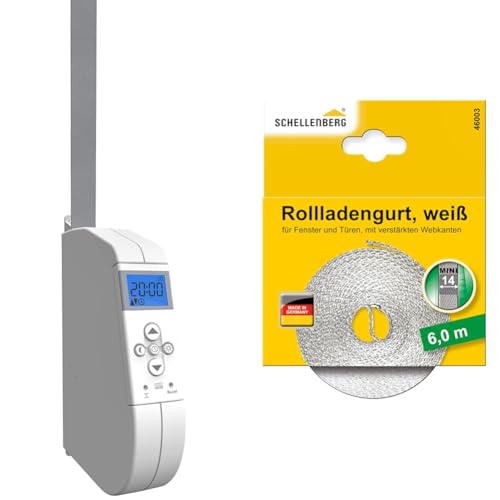 WIR elektronik, eWickler Comfort, eW920-m, elektrischer Gurtwickler, Display, für 15mm Gurtband + Schellenberg 46003 Rollladengurt 14 mm/6.0 m, weiß von WIR elektronik