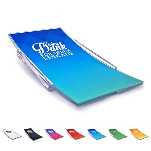 WIRKSAMWERBEN Zahlteller Kassierteller Geldschale mit kratzfester Glasauflage, blau, rechteckig, Einleger austauschbar für eigene Werbung WIRKSAMWERBEN Zahlteller Kassierteller Geldschale mit kratzfester Glasauflage, blau, rechteckig, Einleger austauschbar für eigene Werbung von WIRKSAMWERBEN
