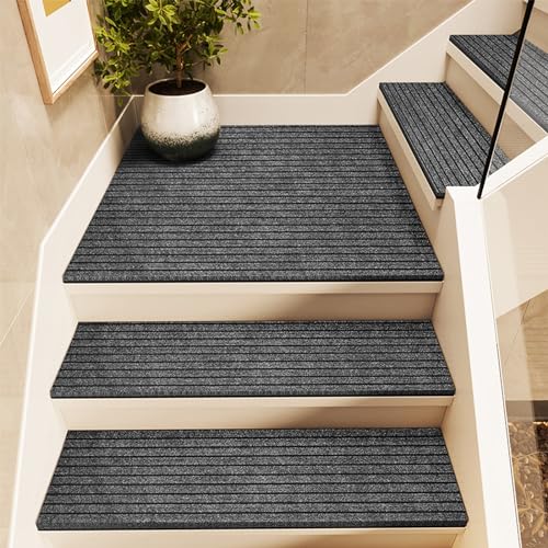Antirutschmatte Treppe Ohne Kleben für Außen Innen, Stufenmatten Gummi Wasserfeste für Holz/Beton Stufe, Polyester Treppenteppich Waschbar, Rutschfest Treppenstufen matten für Kinder ältere und Hunde Antirutschmatte Treppe Ohne Kleben für Außen Innen, Stufenmatten Gummi Wasserfeste für Holz/Beton Stufe, Polyester Treppenteppich Waschbar, Rutschfest Treppenstufen matten für Kinder ältere und Hunde von WIRMEC