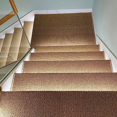 Stufenteppich Selbstklebend Sisal Erscheinungsbild Anti Rutsch, Treppenstufen Matten Eckig Einzeln, Carpet Stair Treads Mats für Hartholzböden, Stufenmatten Innen für Kinder äLtere und Hunde ( Color : von WIRMEC