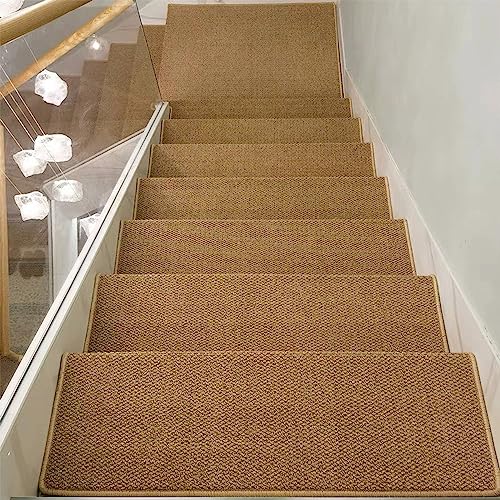 Teppich Stufenmatten Innen Sisal-Imitat, Treppenstufen Matten Anti Rutsch Selbstklebend, Teppich Antirutschunterlage für Hartholzböden, Läufer Rutschfest für Kinder ältere und Hunde ( Color : Brown , von WIRMEC