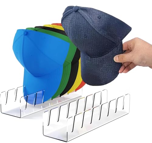2 Stück Acryl Kappen Organizer, Transparente Acryl Hut Organizer für 14 Baseball Caps, Cap Aufbewahrung für Display und Organizer, Hüte Kappenhalter für Schlafzimmer, Kleiderschränke, Kommoden, Wände von WIRSHO