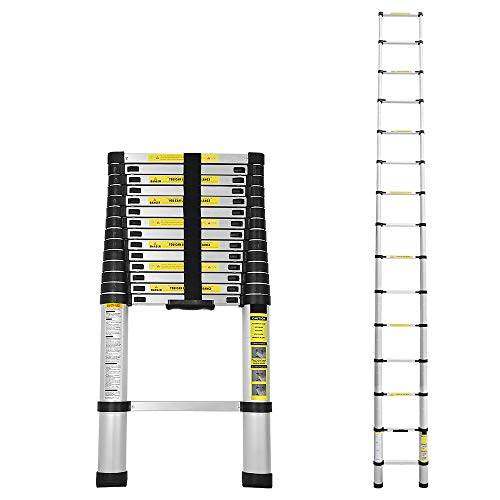 4,4M Teleskopleiter Alu Klappleiter Multifunktionsleiter Leicht zu tragen max Belastbarkeit 150 kg von WIS