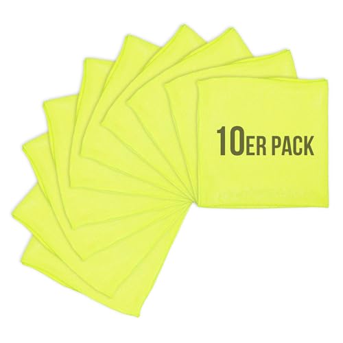 Wisch-Star 10x Mikrofasertücher 40x40 cm, in Gelb, Reinigungstücher für Küche Auto Brille, Mikrofaser Putztücher Set Haushalt, Allzwecktücher für alle Oberflächen von Wisch-Star