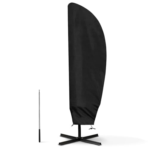 WISCLASS Sonnenschirm Schutzhülle,Sonnenschirm Abdeckung für 2 bis 4 M Große Sonnenschirm Abdeckhauben Outdoor Ampelschirm, Wetterfeste, UV-Anti, Winddicht und Schneesicher 205 x 25/57/48 cm-schwarz von WISCLASS