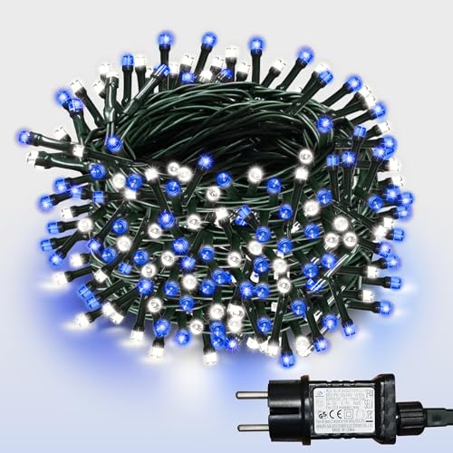 WISD LED Lichterkette 23m, 400er Blau und Weiß - Weihnachtsbeleuchtung auf Dunkelgrün Kabel mit Timer und EU Stecker - Innen und Außen Deko für Weihnachtsbaum, Balkon, Zimmer, Garten WISD LED Lichterkette 23m, 400er Blau und Weiß - Weihnachtsbeleuchtung auf Dunkelgrün Kabel mit Timer und EU Stecker - Innen und Außen Deko für Weihnachtsbaum, Balkon, Zimmer, Garten von WISD