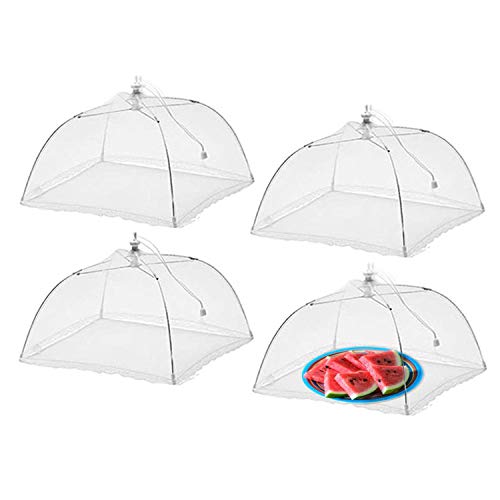 WISDOMWELL Pop-Up-Netz-Abdeckungen, Zelt-Regenschirm, 4 Stück, groß, 43,2 cm, wiederverwendbar und faltbar, für Partys, Picknicks, Grillabende, hält Fliegen, Käfer, Mücken fern von Wisdom