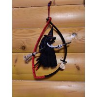 Makramee Puppen. Niedliche Hexe in Einem Lederhut. Handgemachtes, Natürliches Material. Einweihungsgeschenk, Wohnschutz. Wanddeko. Originelles von WISEOWLGALA