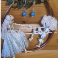 Makramee Puppen. Puppen Mama Mit Kind Aus Fäden in Technik. Personalisierte Figuren. Ein Geschenk An Die Familie von WISEOWLGALA