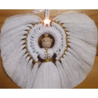 Weißer Engel Makramee. Ein Geschenk Für Alle Gelegenheiten, Lieben Und Freunde. Naturmaterial, 100% Baumwolle. Makramee Technik.2 von WISEOWLGALA