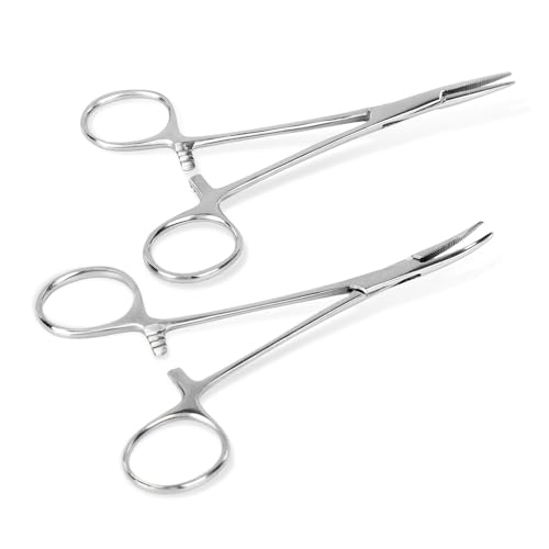 2 Stück Piercingzange Set, Selbstverriegelnde Piercing Zange, Fischerei Klemme mit Sägezahndesign, Vielseitige Verriegelungszange für DIY Handwerk Haustierpflege Löten von WISEPRO
