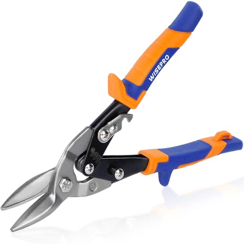 WISEPRO Blechschere Gerade Profi Flugzeugschere Universal – Hochleistungs-Metallschere für Stahl, Alu, Blech Schneiden uvm. Tin Snips mit Hebelübersetzung – 250mm(10"S) von WISEPRO