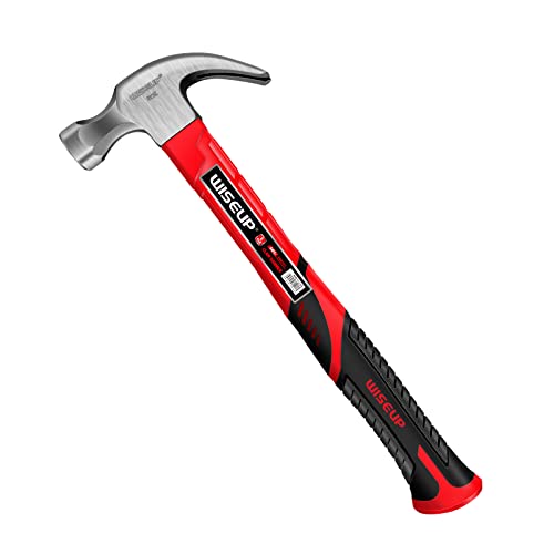 WISEUP Hammer, 226g(8oz) stoßdämpfender klauenhammer, geschmiedet durch Kohlenstoffstahl, Arbeitssparender Griff rostfest, Langlebige zimmermannshammer von WISEUP