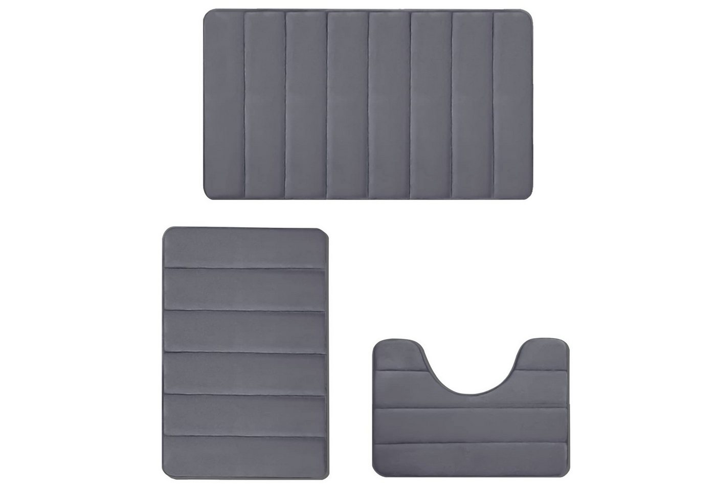 Badematte 3er Badematten Set Badvorleger Duschvorleger Duschmatte Badteppich WISHDOR, PVC-Rückseite, Rutschfest, Weich, Maschinenwaschbar, Polyester, Memory Schaum, 40x60+50x60U+50x80CM, Badezimmern Waschtischen Schlafzimmern Wohnzimmern Fluren Waschküchen von WISHDOR