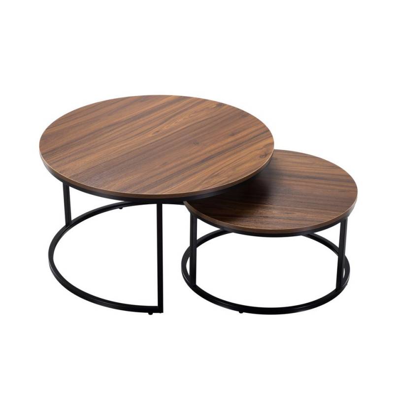 WISHDOR Couchtisch Runder Teetisch 2er Set Satz Runder Beistelltisch Sofatisch Kaffetisch (geeignet für Wohnzimmer und Arbeitszimmer, 2-St), ein Muss für moderne Haushalte von WISHDOR