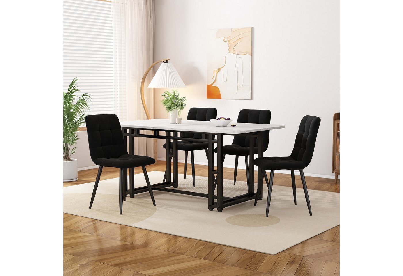 WISHDOR Essgruppe Esstisch mit 4 Stühlen, (Die Länge und Breite des Esstisches betragen 120 x 70 cm., 5-tlg), Küchentisch Set Esszimmerstuhl von WISHDOR