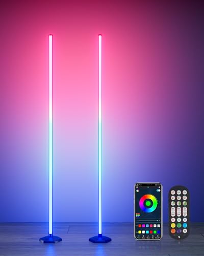WISIMMALL 2 Stück LED Stehlampe, RGBIC Stehlampe Wohnzimmer Dimmbar mit Fernbedienung&APP, 170cm Stehleuchte mit 16 Millionen Farben und 300 Szenenmodi für Wohnzimmer, Schlafzimmer - mit Musik-Sync WISIMMALL 2 Stück LED Stehlampe, RGBIC Stehlampe Wohnzimmer Dimmbar mit Fernbedienung&APP, 170cm Stehleuchte mit 16 Millionen Farben und 300 Szenenmodi für Wohnzimmer, Schlafzimmer - mit Musik-Sync von WISIMMALL