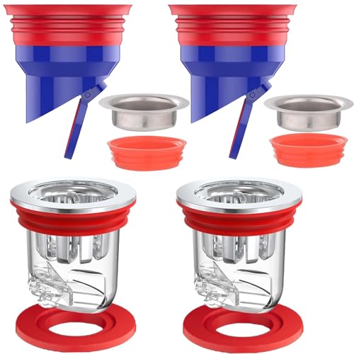 4 Stück Geruchsverschluss Dusche WISIRENT, 2 Stück 35-52mm Geruchsverschluss Bodenablauf 2 Stück 32-55 Proof Floor Drain for Sewer, Abläufe Rückflussverhinderer Odor Proof Floor Drain von WISIRENT