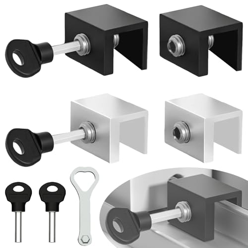 4 Stück Verstellbarer Schiebefensterbegrenzer WISIRENT, 10mm Verstellbares Schiebefenster Türschloss Sliding Glass Door Lock, Schiebefensterschlösser Stopper Einstellbar Fensterschloss Kindersicherung von WISIRENT
