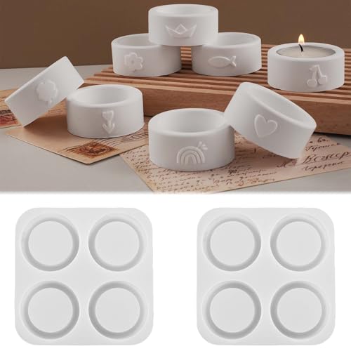 8 Stück Zylinderförmig Kerzenformen Silikon WISIRENT, Kerzen Formen silikon Kerzenformen Zum Gießen, Silikon Form Aromatherapie Zementbecher-Silikonform, Silikonform Kerzenhalter Set für Diy Gips von WISIRENT