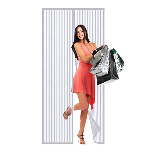 Fliegengitter Balkontür Magnet 155x240cm Magnetvorhang Magnetischer Klettband Selbstklebend Terrassentür Weiß von WISKEO