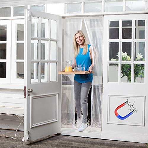 WISKEO Fliegengitter Magnet Balkontür 95x200CM Netz Magnetisch Ohne Bohren Hände Frei MüCkenschutz Moskitonetz Warehouse von WISKEO