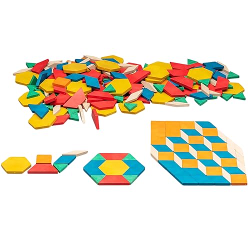 WISSNER® aktiv lernen - Pattern Blocks Geometrie Formen 250 Teile - RE-Wood® von WISSNER