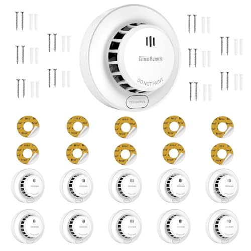 Rauchmelder 10 Jahre Lebensdauer, austauschbare 5-Jahres-Batterie, 85dB Alarm, Test- und Stummschaltfunktion, EN14604 (10 Stück) von WISUALARM