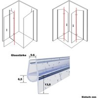 Witen&nock - 2er Set Duschdichtung 200 cm Dichtung zwischen Glas und Glas für Drehfalttür Scharniertür Glasstärke 5 mm 6 mm von WITEN&NOCK