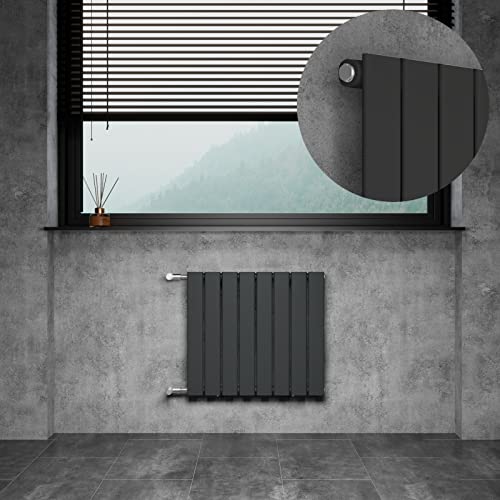 DOLF Design Heizkörper Doppellagig Heizung Flach Paneelheizkörper für Wohnzimmer und Badezimmer, Horizontal Badheizkörper mit Seitenanschluss Nabenabstand 500 mm, 600 x 550 mm Anthrazit Wandheizkörper von WITEN&NOCK