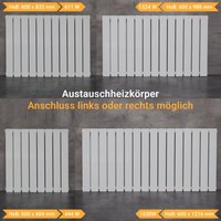 Designheizkörper Bauhöhe 600 mm mit seitlichen Anschlüssen na 550 mm Flachheizkörper weiß Einlagig Breite 604 mm 444 Watt von WITEN&NOCK